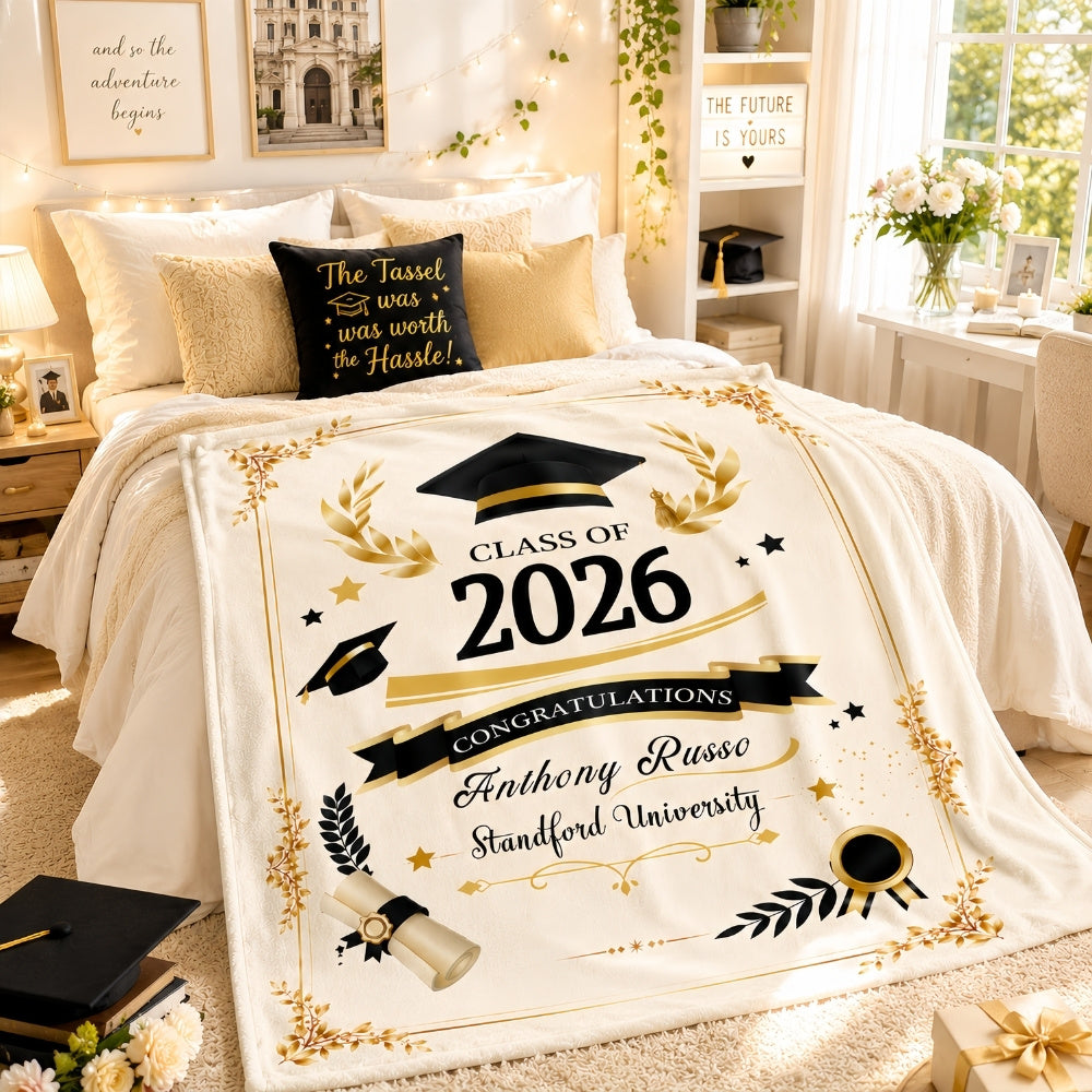 Personalized Graduation Blanket - Graduation Gift For Her & Him-Myprintsy