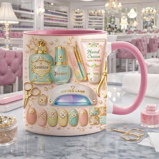 Personalized Nail Tech Accent Mug - Best Nail Technician Gifts & Beauty Gift Sets-Myprintsy