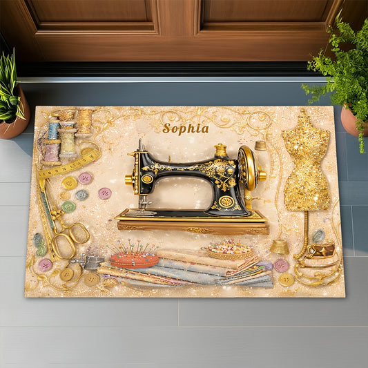 Personalized Sewing Room Doormat - Vintage Sewing Machine Welcome Mat, Best Seamstress Gifts & Sewing Gift-Myprintsy