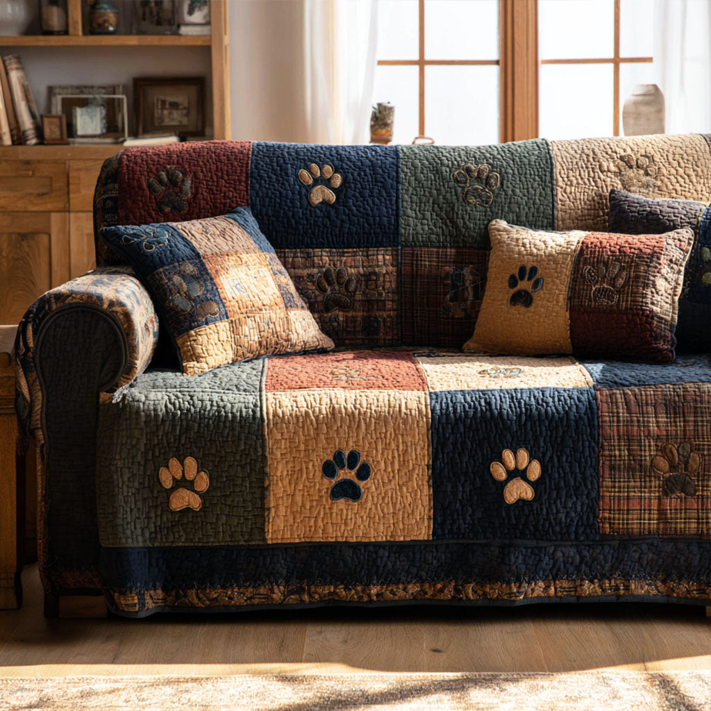 Pet Paw Quilted Sofa Cover VTQ-Myprintsy