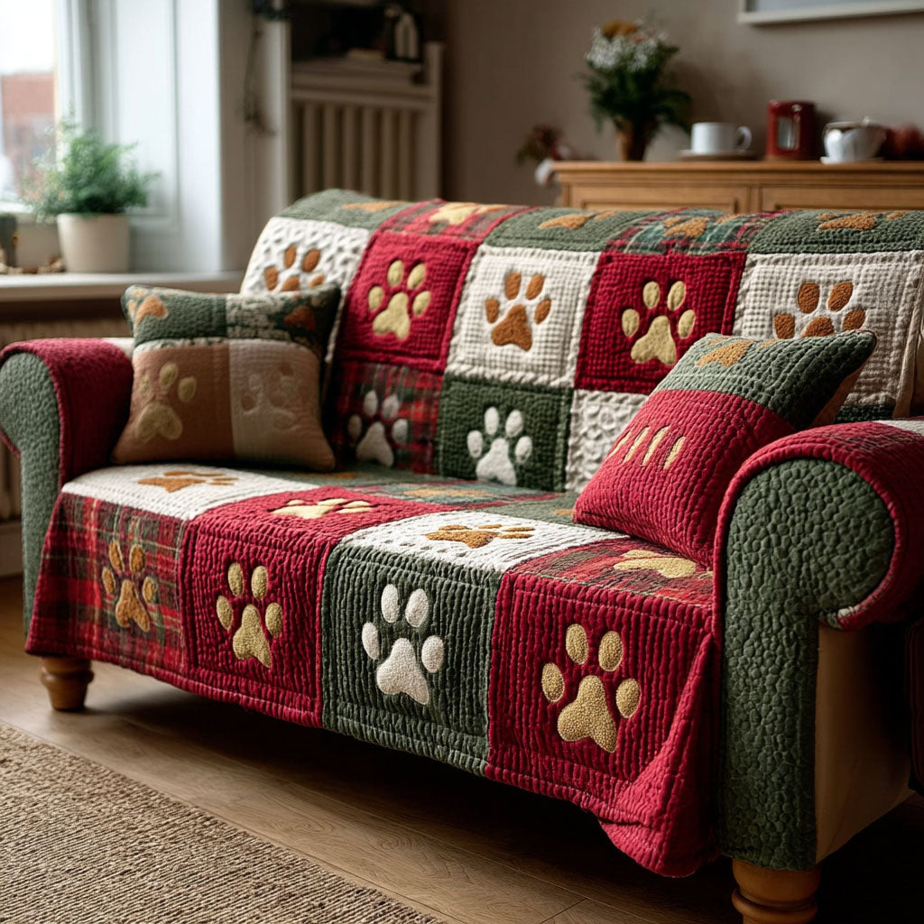 Pet Paw Quilted Sofa Cover VTQ-Myprintsy