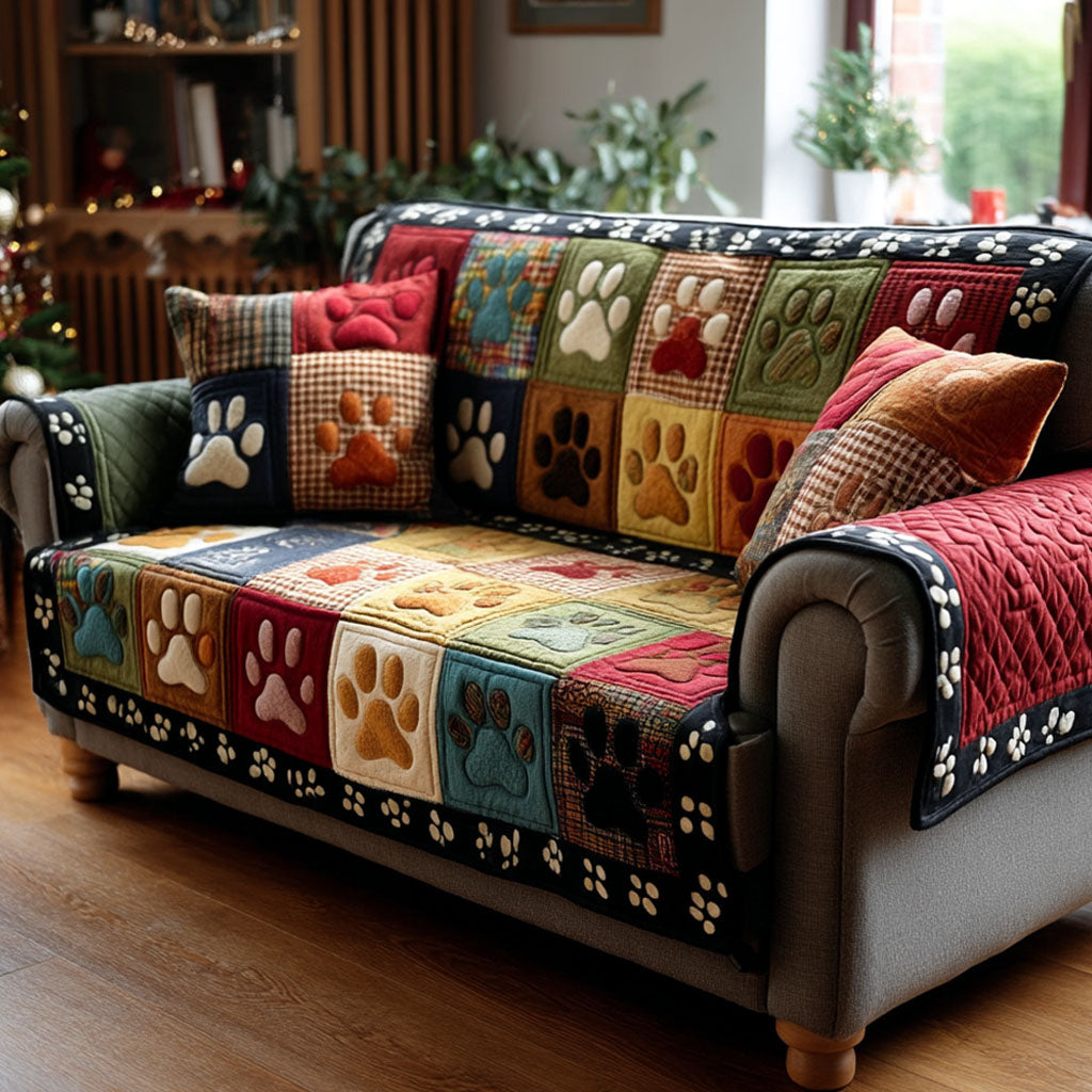 Pet Paw Quilted Sofa Cover VTQ-Myprintsy