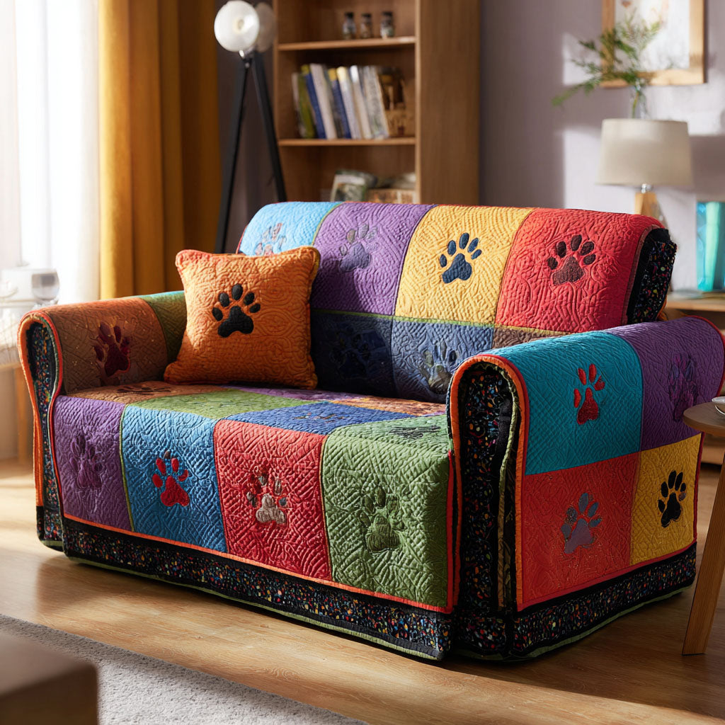 Pet Paw Quilted Sofa Cover VTQ-Myprintsy