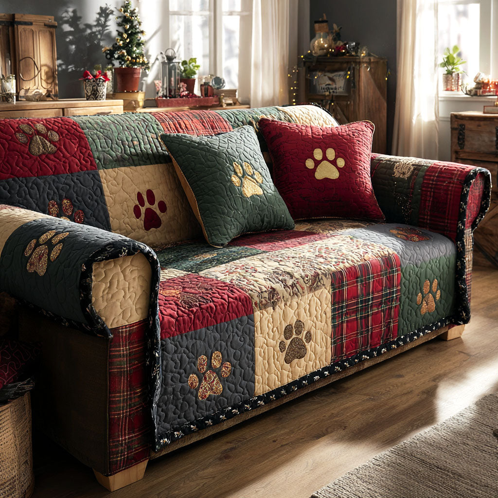 Pet Paw Quilted Sofa Cover VTQ-Myprintsy