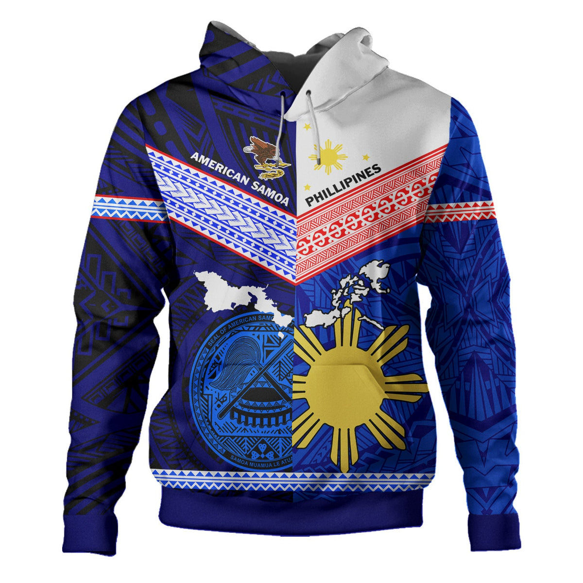 Philippines And American Samoa Hoodie - Mix Country Polynesian Tribal Style-Myprintsy