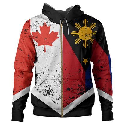 Philippines And Canada Hoodie Flag Half Concept Brush Style-Myprintsy