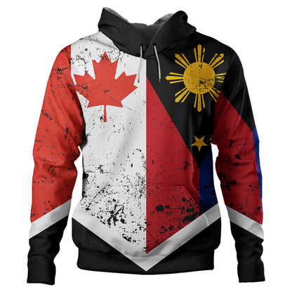Philippines And Canada Hoodie Flag Half Concept Brush Style-Myprintsy