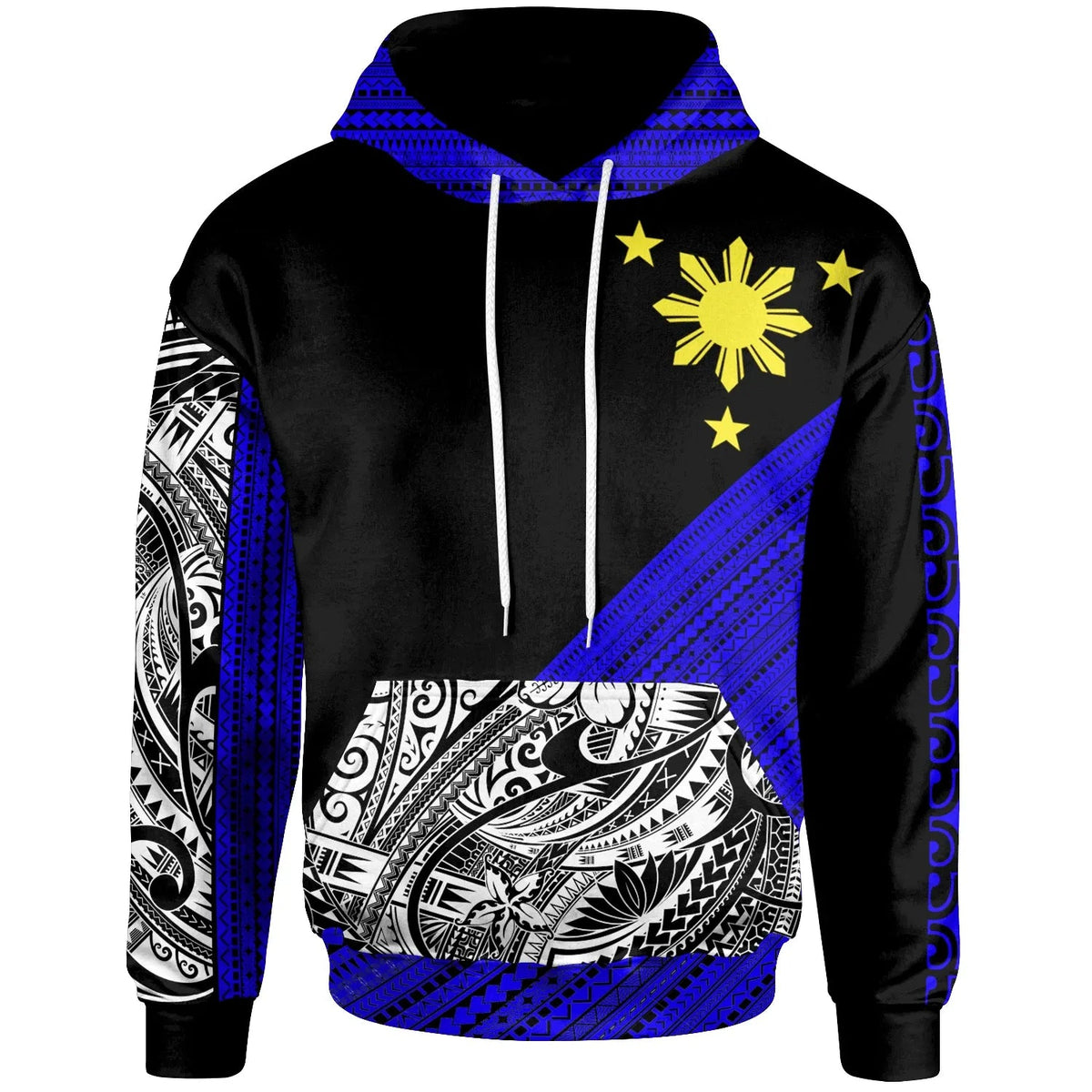 Philippines Custom Personalised Hoodie - Diagonal Pattern Dark Blue-Myprintsy