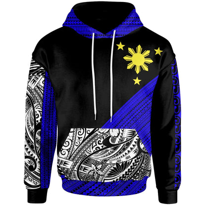 Philippines Custom Personalised Hoodie - Diagonal Pattern Dark Blue-Myprintsy