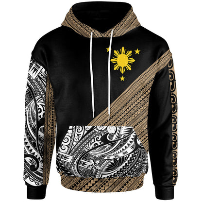 Philippines Custom Personalised Hoodie - Diagonal Pattern Gold-Myprintsy