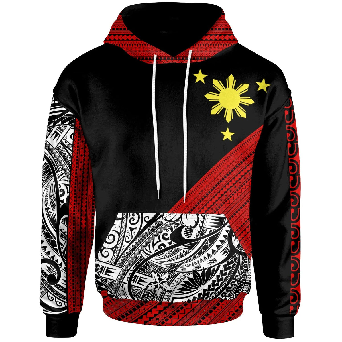 Philippines Custom Personalised Hoodie - Diagonal Pattern Red-Myprintsy