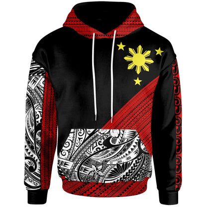 Philippines Custom Personalised Hoodie - Diagonal Pattern Red-Myprintsy