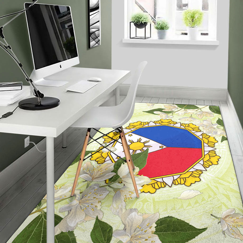 Philippines Filipino Area Rug Filipino Sun And Jasmine Flowers-Myprintsy