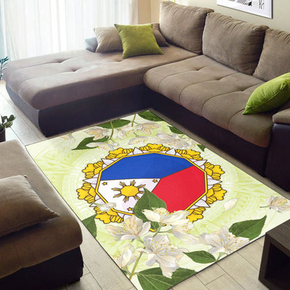 Philippines Filipino Area Rug Filipino Sun And Jasmine Flowers-Myprintsy
