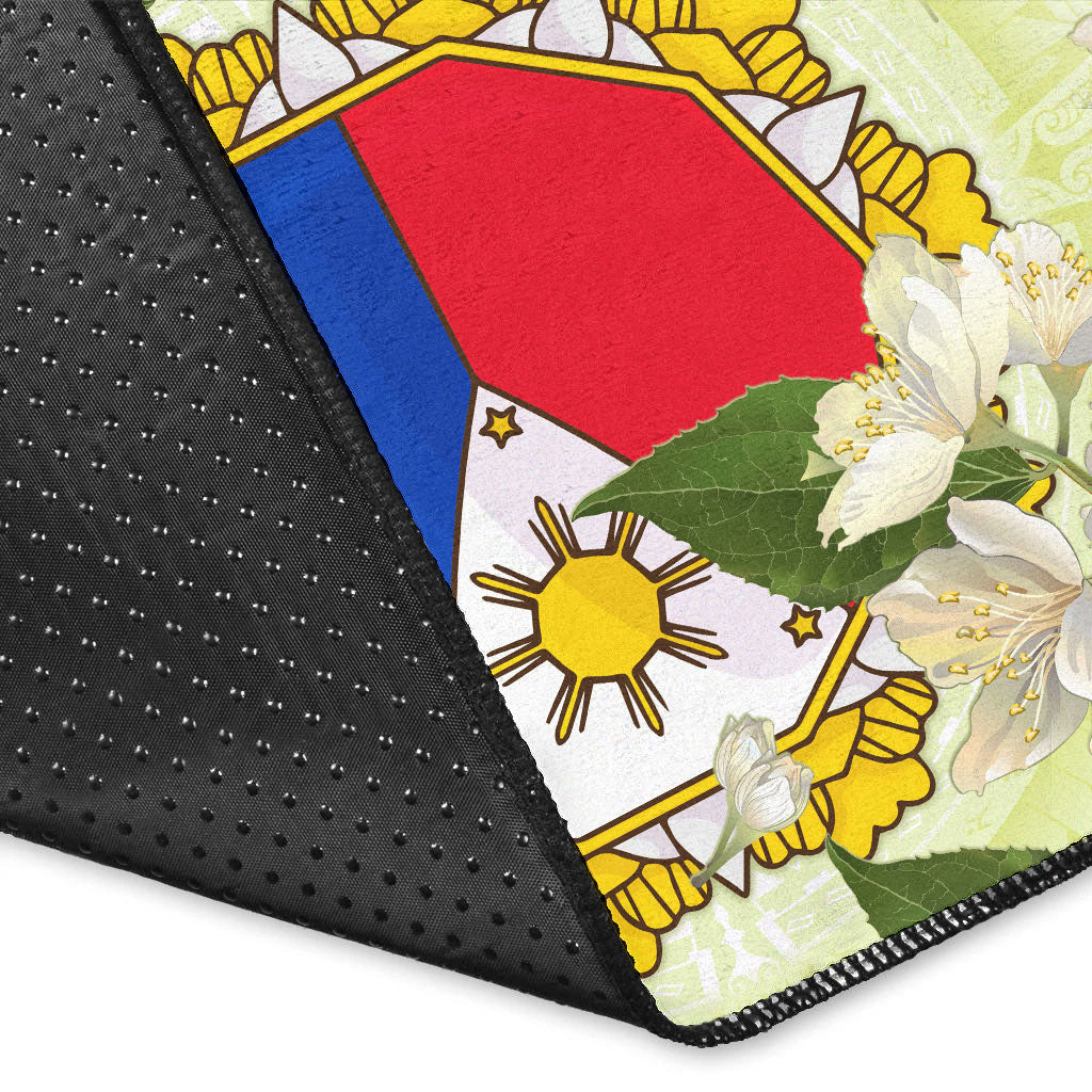 Philippines Filipino Area Rug Filipino Sun And Jasmine Flowers-Myprintsy