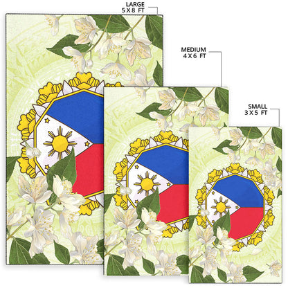 Philippines Filipino Area Rug Filipino Sun And Jasmine Flowers-Myprintsy