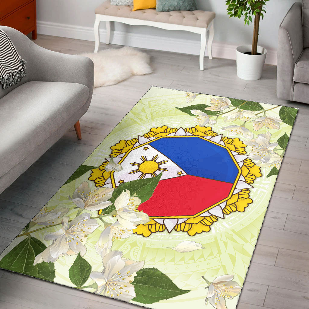 Philippines Filipino Area Rug Filipino Sun And Jasmine Flowers-Myprintsy