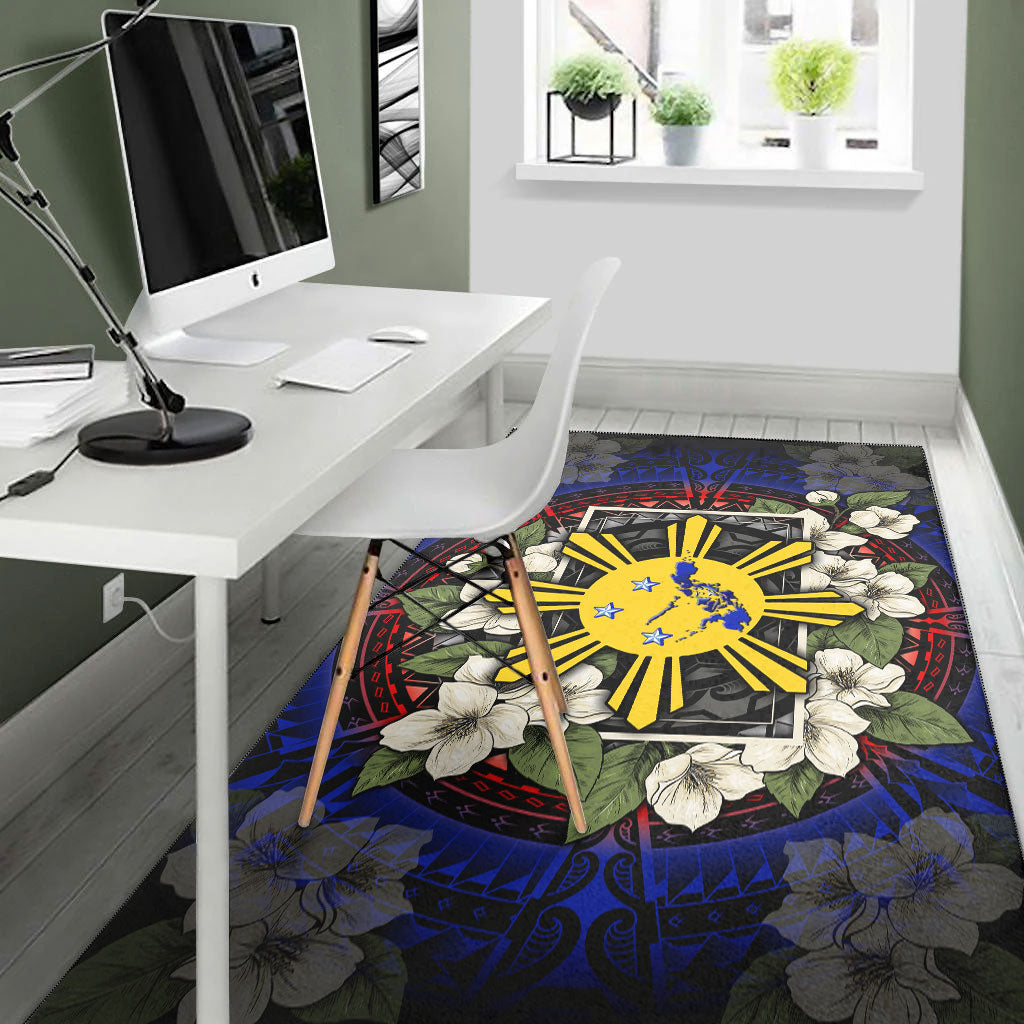 Philippines Filipino Area Rug Sun And Map Jasmine Flowers Vintage Style-Myprintsy