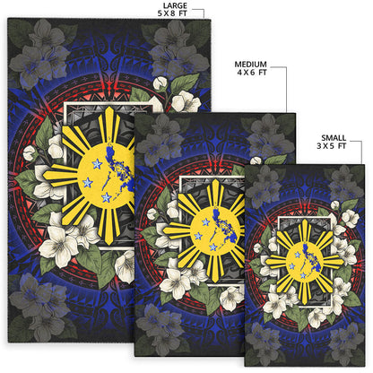 Philippines Filipino Area Rug Sun And Map Jasmine Flowers Vintage Style-Myprintsy