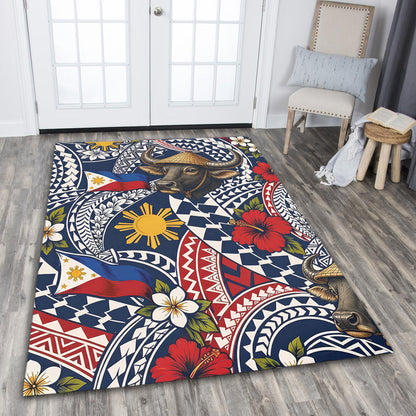 Philippines Filipinos Area Rug Carabao Sun Flag Floral Tribal Style-Myprintsy