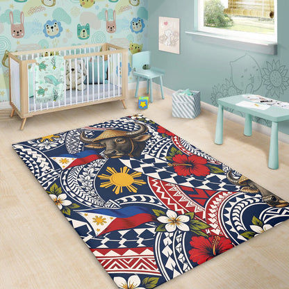 Philippines Filipinos Area Rug Carabao Sun Flag Floral Tribal Style-Myprintsy
