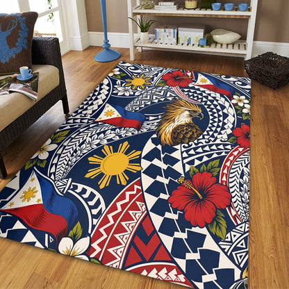 Philippines Filipinos Area Rug Eagle Sun Flag Floral Tribal Style-Myprintsy