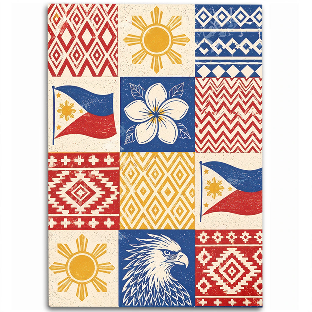 Philippines Filipinos Area Rug Eagle Sun Flag Sampaguita Geometric Quilt Style-Myprintsy