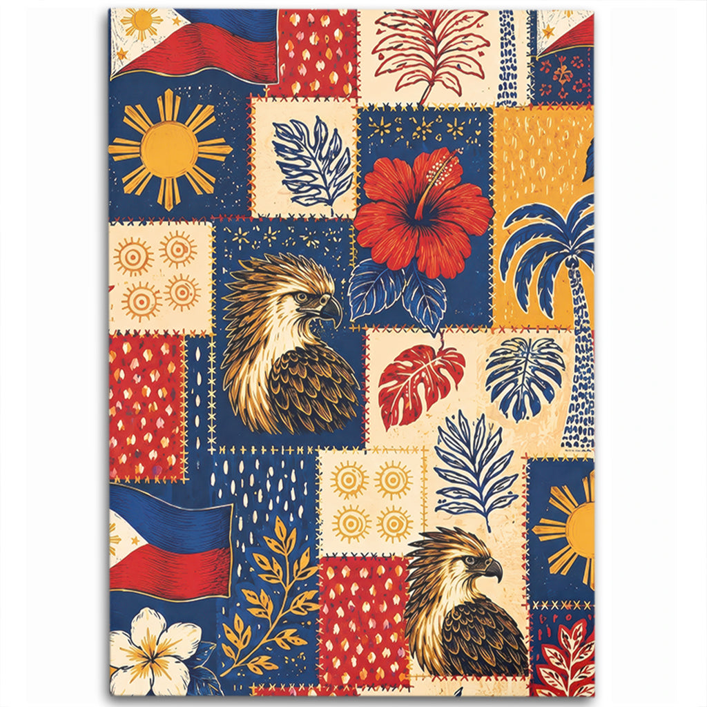 Philippines Filipinos Area Rug Eagle Sun Flag Tropical Floral Patchwork Style-Myprintsy