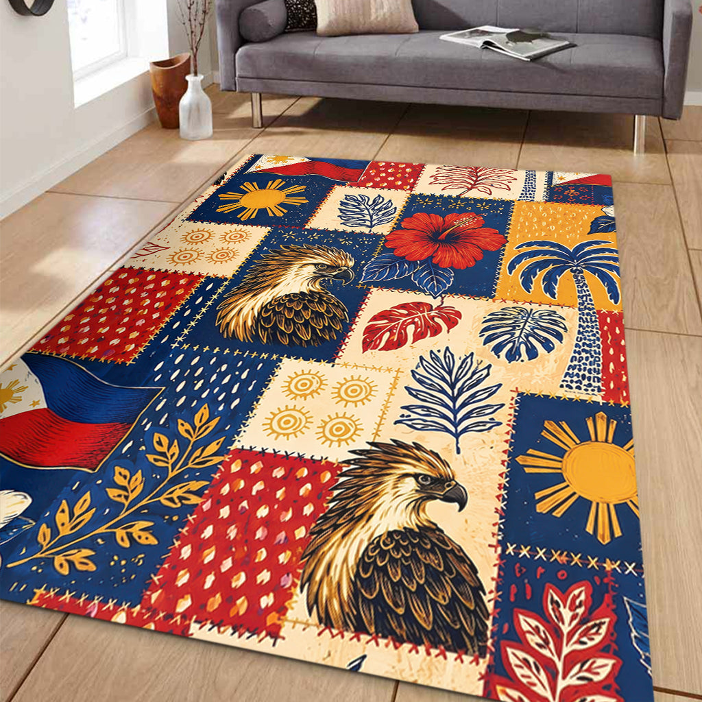 Philippines Filipinos Area Rug Eagle Sun Flag Tropical Floral Patchwork Style-Myprintsy