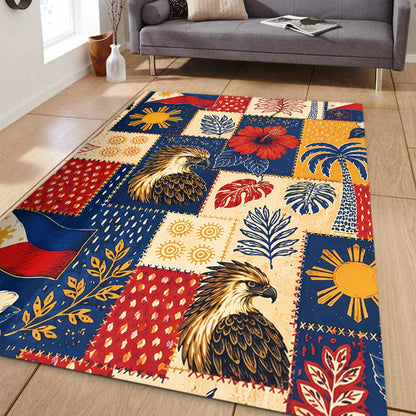 Philippines Filipinos Area Rug Eagle Sun Flag Tropical Floral Patchwork Style-Myprintsy