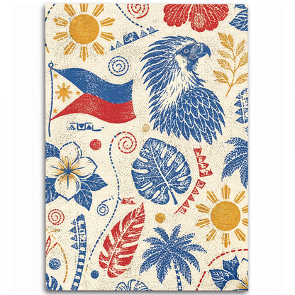 Philippines Filipinos Area Rug Eagle Sun Flag Tropical Floral Vintage Stamp Style-Myprintsy