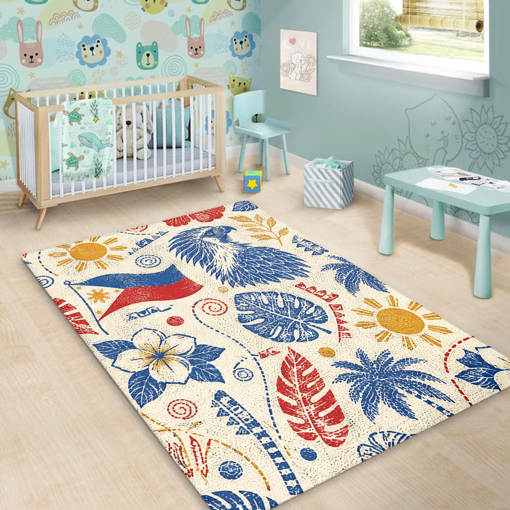 Philippines Filipinos Area Rug Eagle Sun Flag Tropical Floral Vintage Stamp Style-Myprintsy