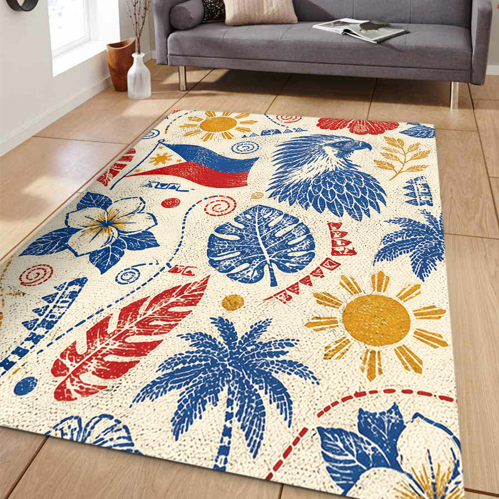 Philippines Filipinos Area Rug Eagle Sun Flag Tropical Floral Vintage Stamp Style-Myprintsy