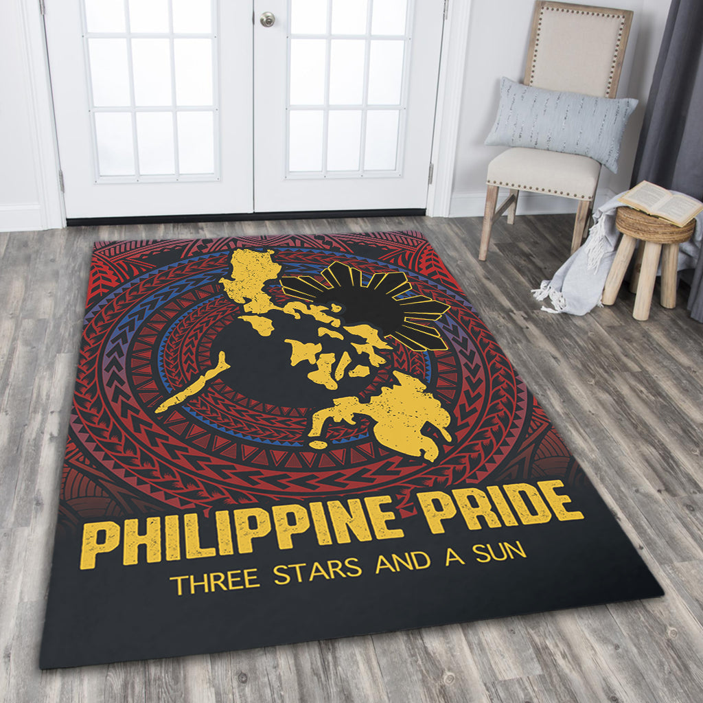 Philippines Filipinos Area Rug Philippine Pride Three Stars and A Sun-Myprintsy