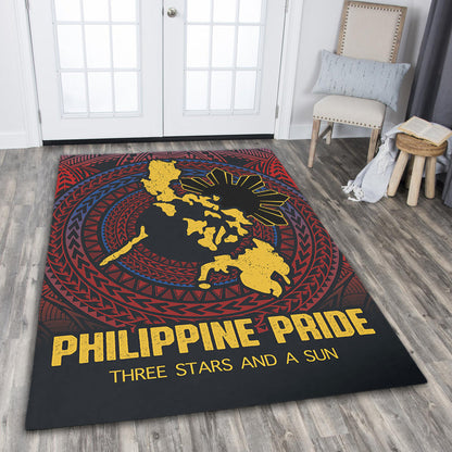 Philippines Filipinos Area Rug Philippine Pride Three Stars and A Sun-Myprintsy