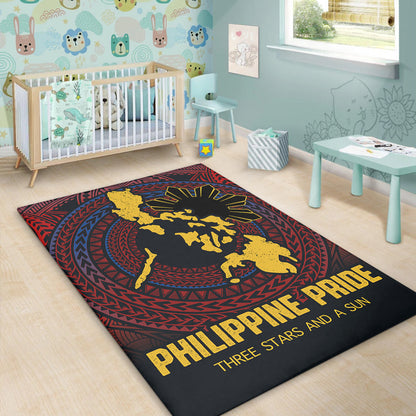Philippines Filipinos Area Rug Philippine Pride Three Stars and A Sun-Myprintsy
