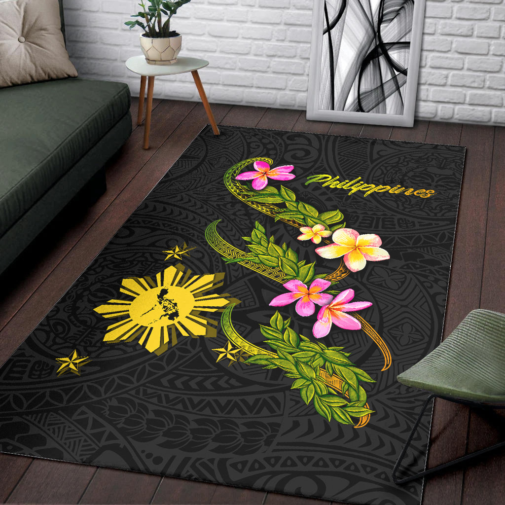 Philippines Filipinos Area Rug Philippines Sun And Map Plumeria Tribal-Myprintsy