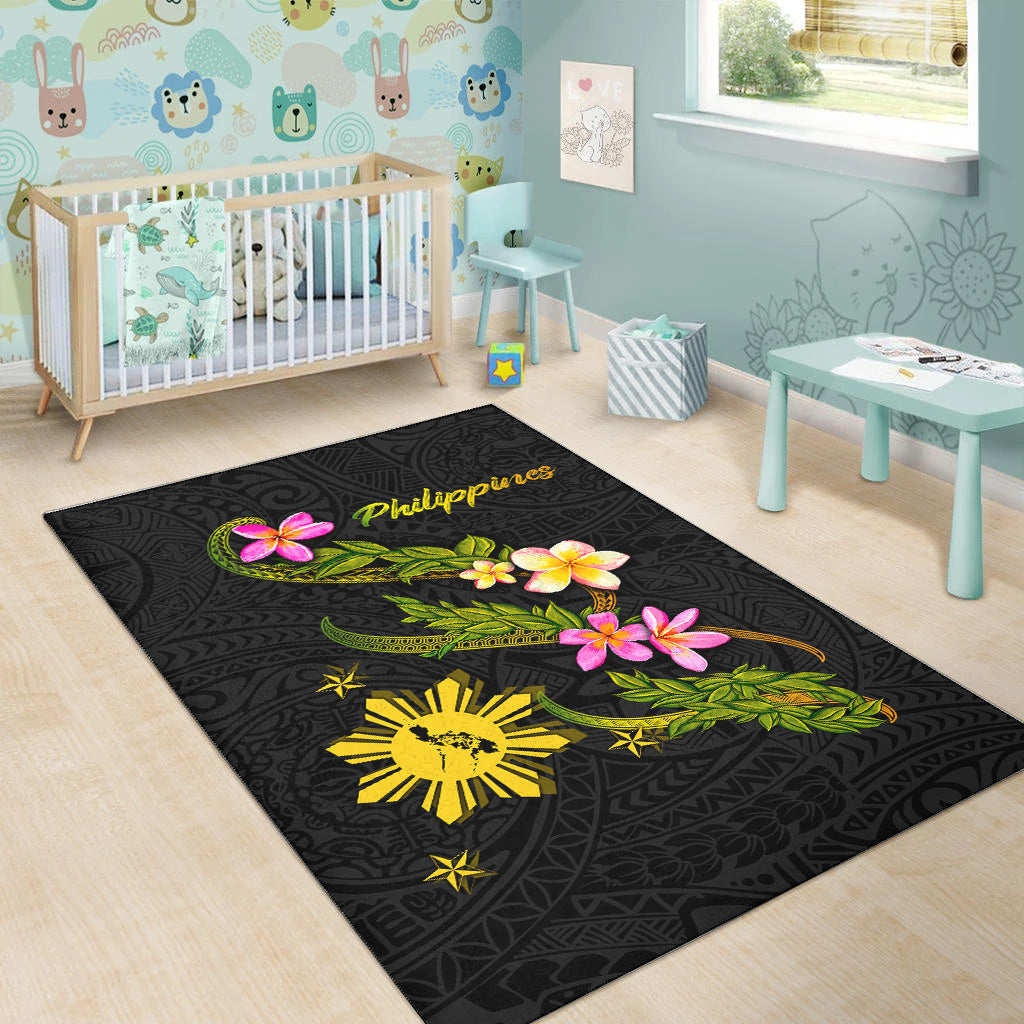 Philippines Filipinos Area Rug Philippines Sun And Map Plumeria Tribal-Myprintsy