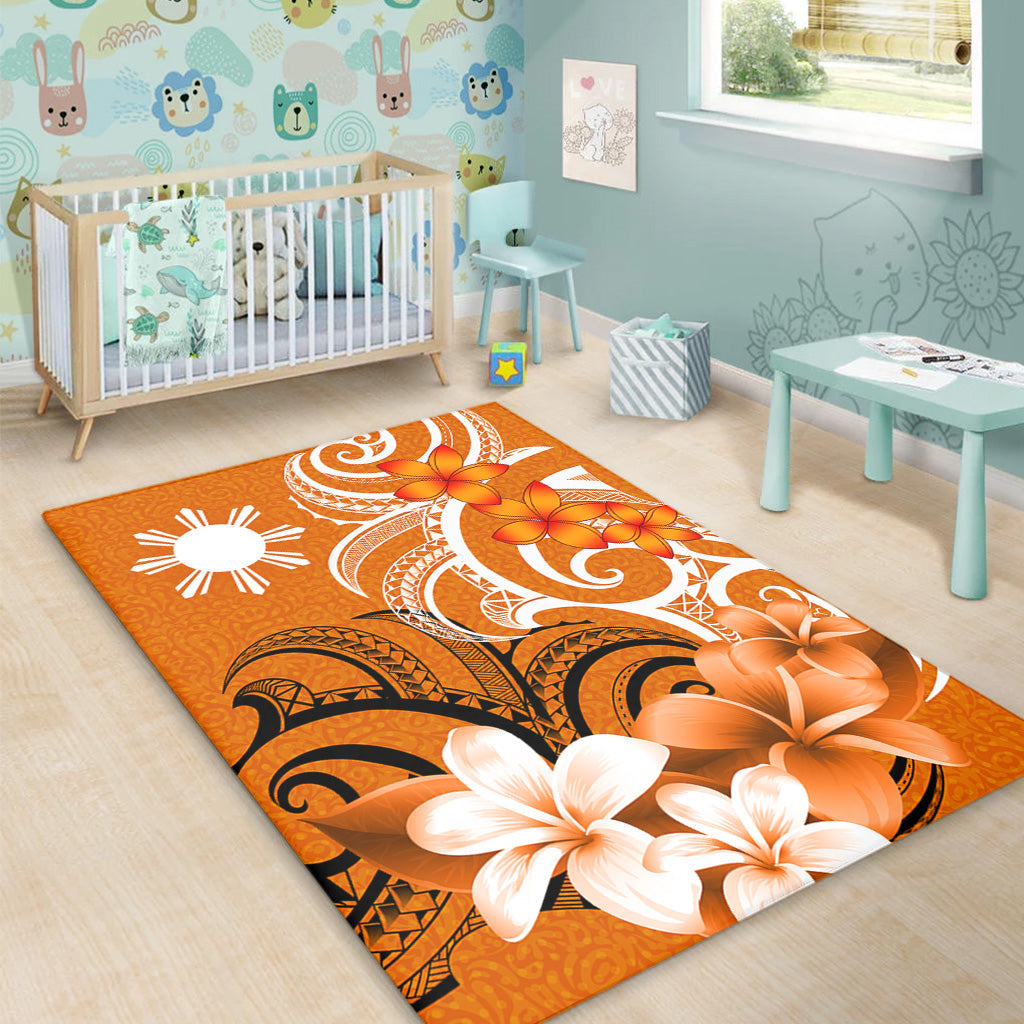 Philippines Filipinos Area Rug Polynesian Floral Spirit Orange-Myprintsy