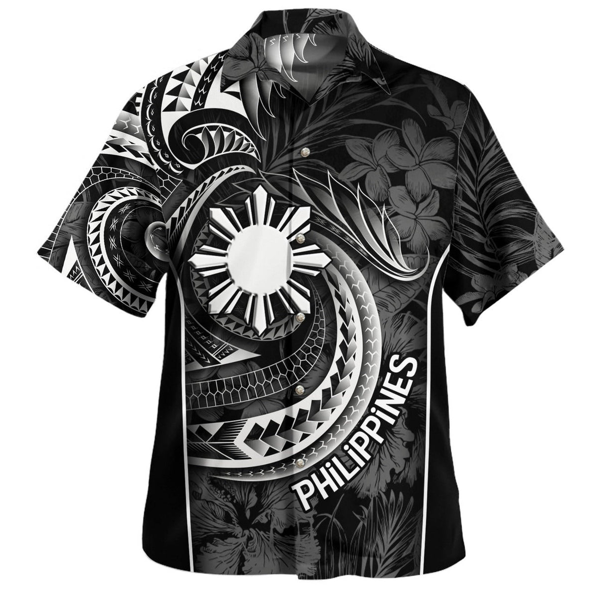 Philippines Filipinos Custom Personalised Hawaiian Shirt Sun Tribal Patterns Tropical Flowers Curve Style-Myprintsy