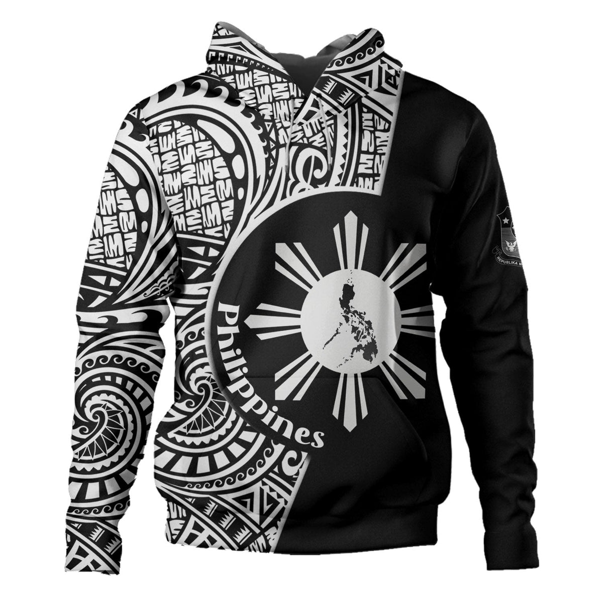 Philippines Filipinos Custom Personalised Hoodie Sun And Map Lauhala Patterns Style-Myprintsy