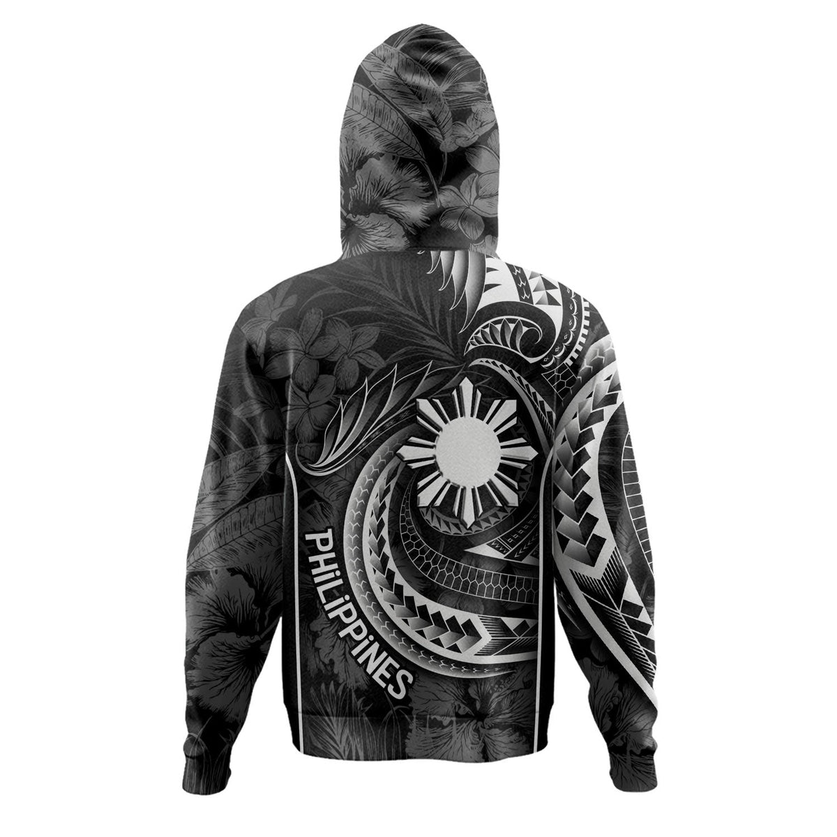 Philippines Filipinos Custom Personalised Hoodie Sun Tribal Patterns Tropical Flowers Curve Style-Myprintsy