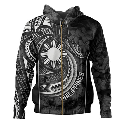 Philippines Filipinos Custom Personalised Hoodie Sun Tribal Patterns Tropical Flowers Curve Style-Myprintsy