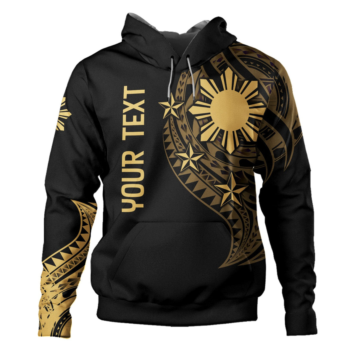 Philippines Filipinos Custom Personalised Hoodie Tatau Gold Pattern-Myprintsy
