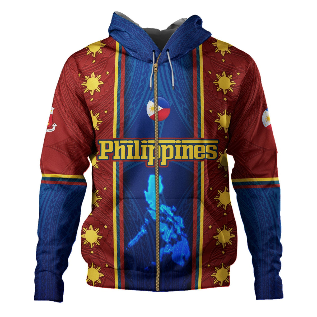 Philippines Filipinos Custom Personalised Hoodie Tribal Sun Traditional Patterns-Myprintsy