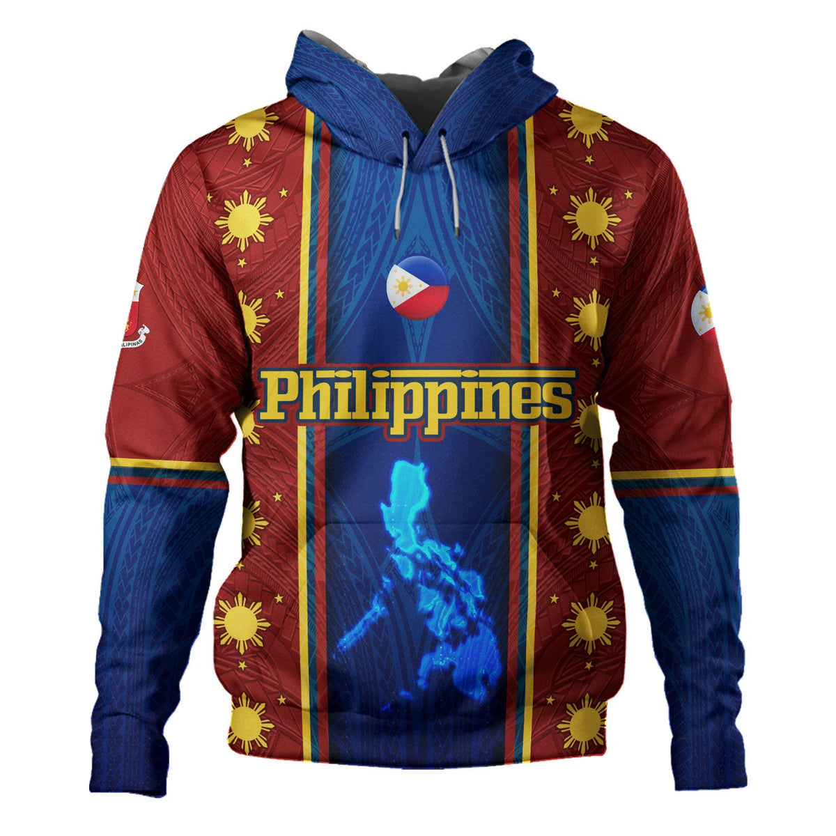 Philippines Filipinos Custom Personalised Hoodie Tribal Sun Traditional Patterns-Myprintsy