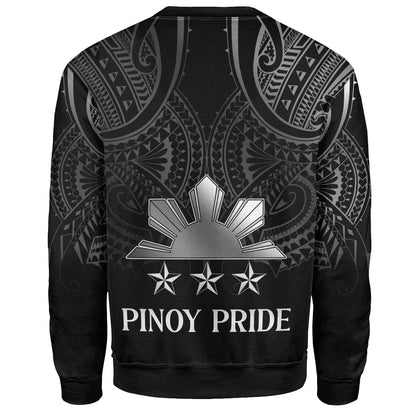 Philippines Filipinos Custom Personalised Sweatshirt Black Sun And Stars Tribal Tatau Design-Myprintsy