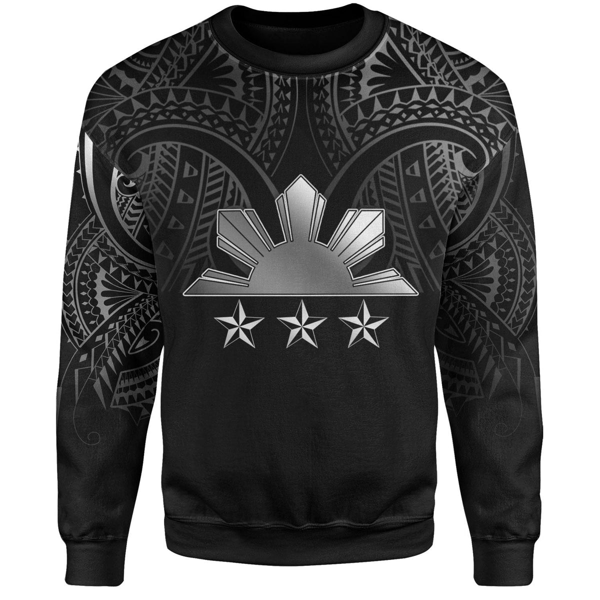 Philippines Filipinos Custom Personalised Sweatshirt Black Sun And Stars Tribal Tatau Design-Myprintsy