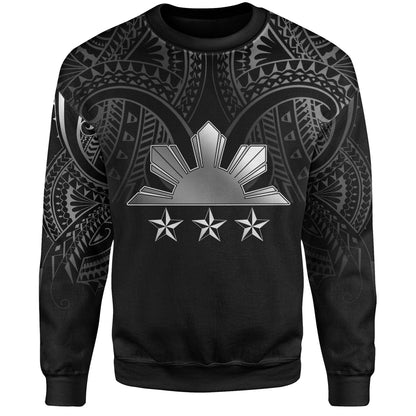 Philippines Filipinos Custom Personalised Sweatshirt Black Sun And Stars Tribal Tatau Design-Myprintsy