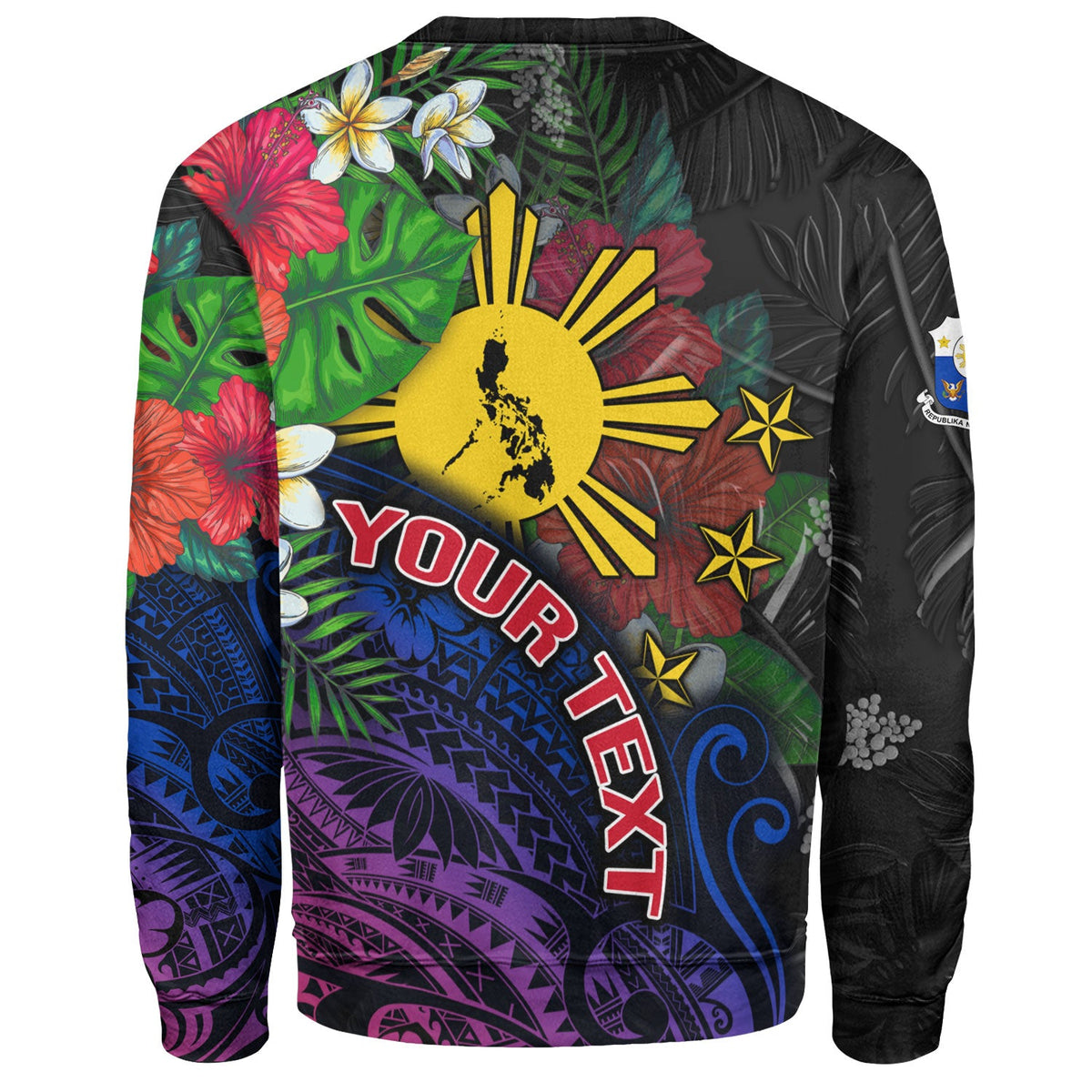 Philippines Filipinos Custom Personalised Sweatshirt Hibiscus And Plumeria With Palm Branches Vintage Style-Myprintsy